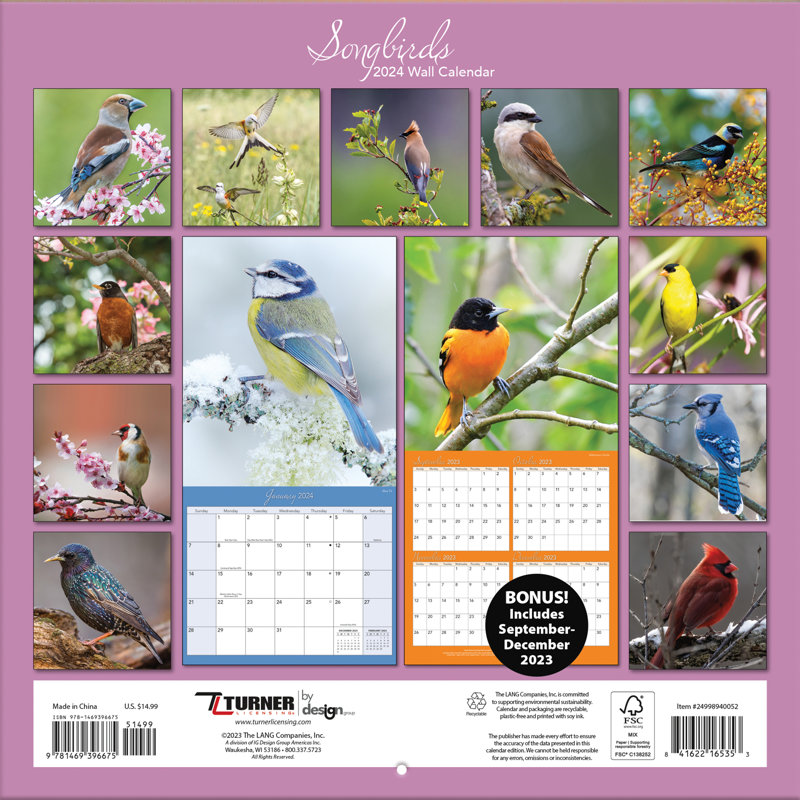 Lang Songbirds Photo Wall Calendar Wayfair